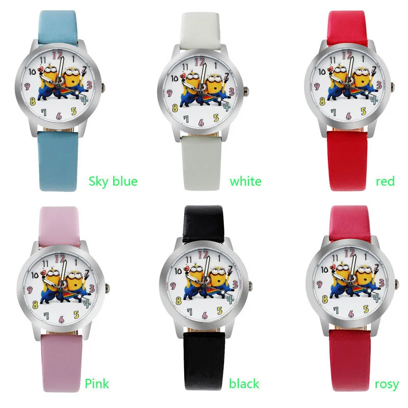 NEW Cartoon despicable me minion Wrist watch kids children cartoon quartz leather watches
