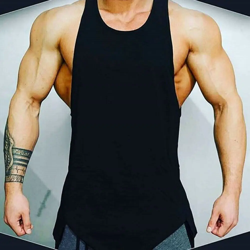 Soild Color Mens Sports Vest Shirt Soft Breathable Stringer Gym Tank Top