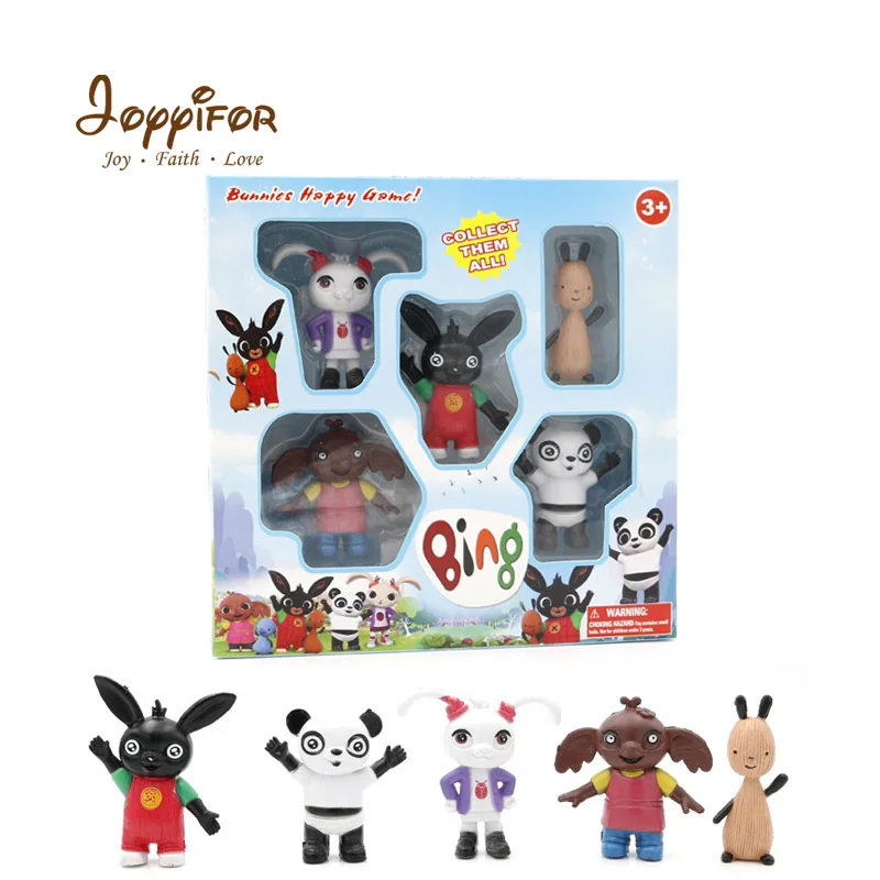 

Joyyifor 5PCS/Lot Cute Bing Bunny Rabbit Panda Piggy Hoppity Voosh Mini Figures PVC Toys for Kids Children Girls Birthday Gifts