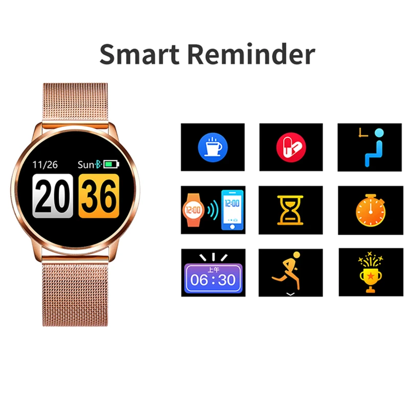 GOLDENSPIKE bluetooth Q8 Смарт-часы OLED цветной экран для мужчин и женщин Модный