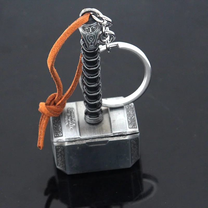 

Marvel The Avengers Thor Origina Thor's Hammer Loki Keychain Mjolnir Raytheon Metal Key chains Punk Genuine Thammer Key Ring