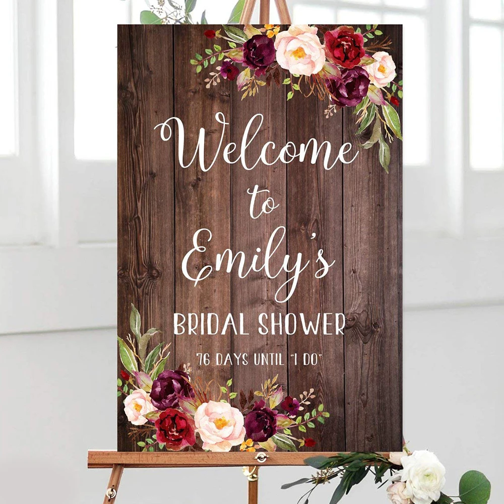 

Rustic Welcome Wedding Sign,Wood Plaque Welcome Bridal Shower Party Sign Wedding Welcome Sign With Floral Entrance Welcome Sign