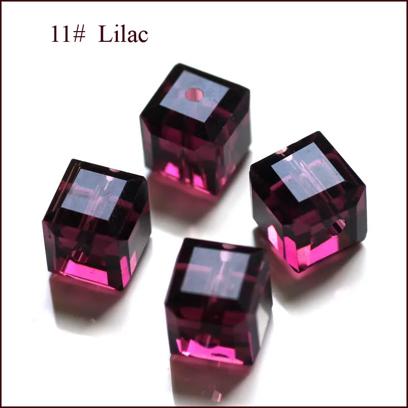 100 шт./лот хрустальные бусины 5601 Square Cube Форма 8x8 мм 18 Цвет покрытие AAA9 8x8 мм - Цвет: lilac