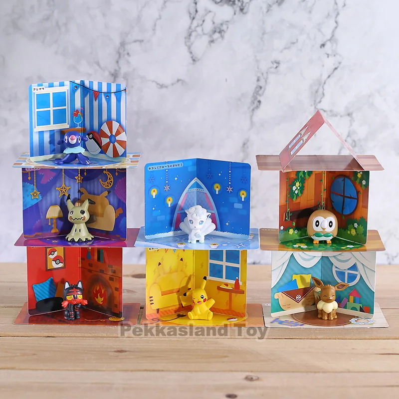 

Anime Cartoon Monsters Center Hoothoot Eevee Mimikyu Popplio Vulpix Litten Mini PVC Figures Toys Dolls Gifts for Kids 7pcs/set