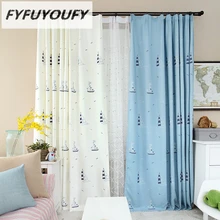1 piece 100 Polyester Cotton Modern Printed Cartoon ship High grade font b curtains b font