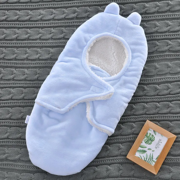Утолщение ребенка спальный мешок теплый Evelope одеяла новорожденных спальный мешок пеленать Обёрточная бумага мягкий спальный мешок сна Sack Slaapzak - Цвет: Blue W33xL78cm
