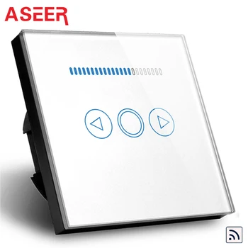 

ASEER EU Standard Wireless Switch, Luxury White Crystal Glass Panel,1 Gang Remote Control Home Switch Dimmer Function,no remote