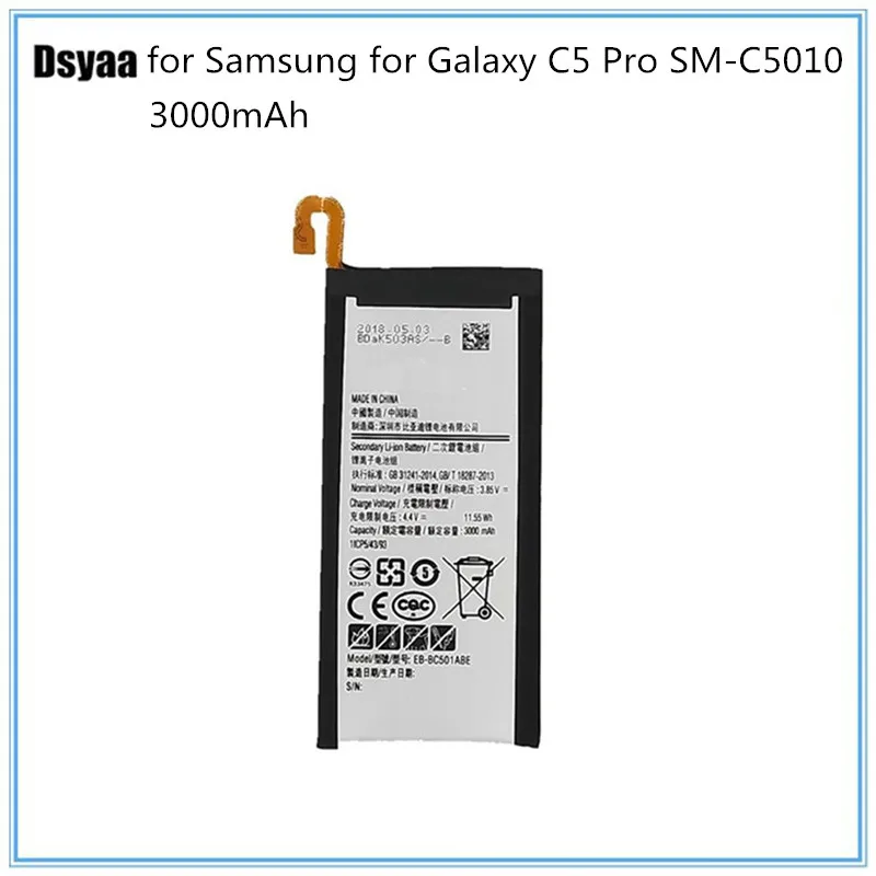 

3000mAh Battery for Samsung for Galaxy C5 Pro SM-C5010 Batteries Replacement for Samsung C5 Pro Li-Polymer Batterie EB-BC501ABE