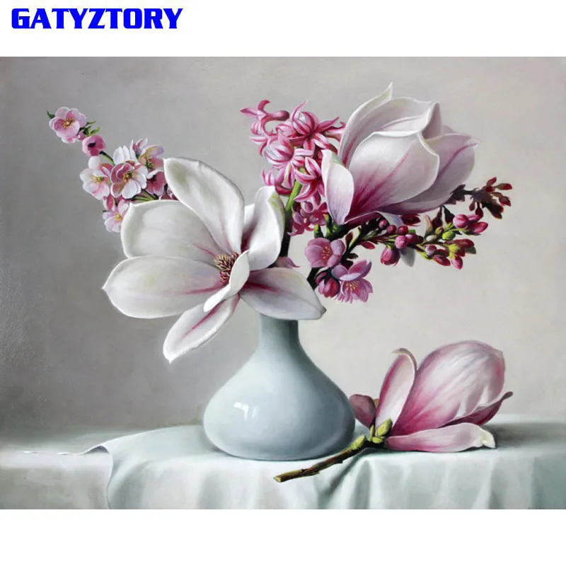 GATYZTORY Magnolia Diy живопись по номерам домашний Настенный декор цифровая Каллиграфия Живопись картина по номерам для настенного искусства