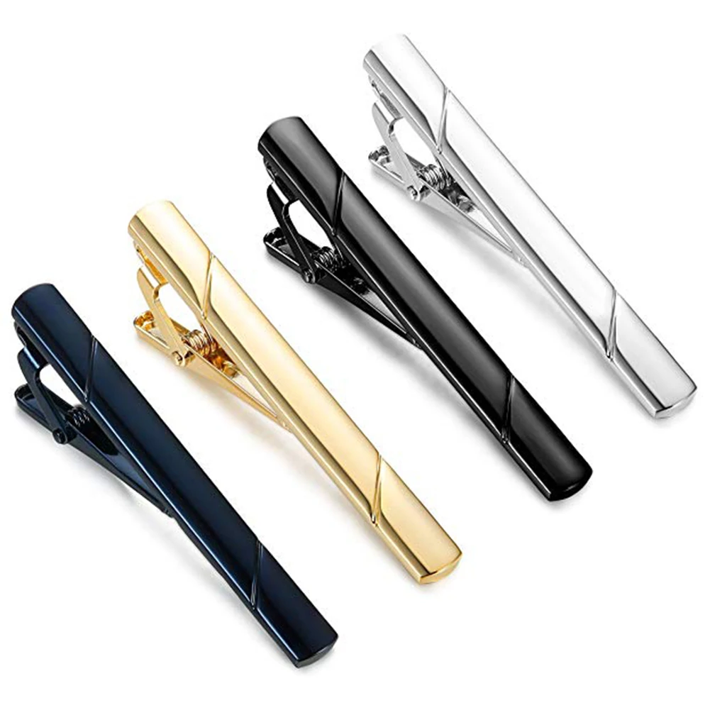 

Men Glossy Twill Bar Business Metal Regular Clasp Wedding Gift Luxury Accessories Tie Clip Set Pins Shirt Jewelry 4Pcs