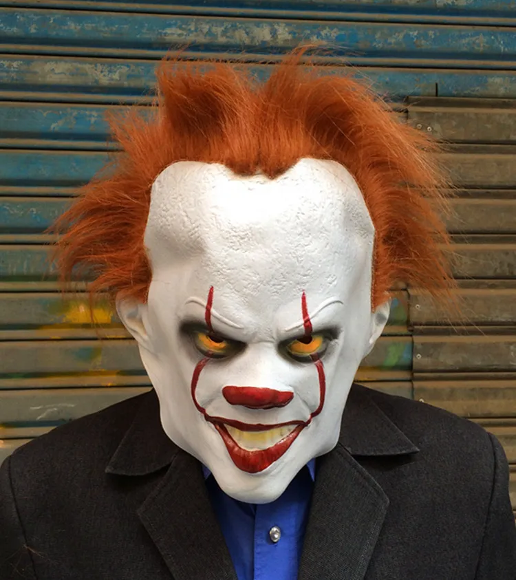 Стивен Кинг это пеннивайз клоун костюм маска косплей маски волосы Джокер костюмы на Хэллоуин для мужчин взрослых ужас карнавал - Цвет: Шоколад