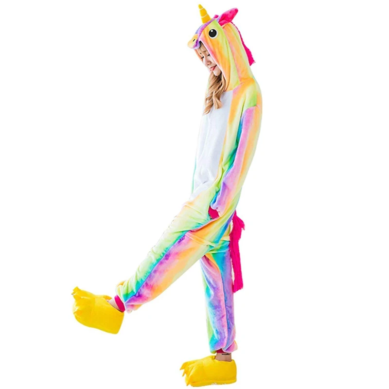 2019 Kigurumi Adults Animal Unicorn Pajamas Set Cartoon Women Men Winter Unisex Flannel stitch Pajamas unicornio Sleepwear