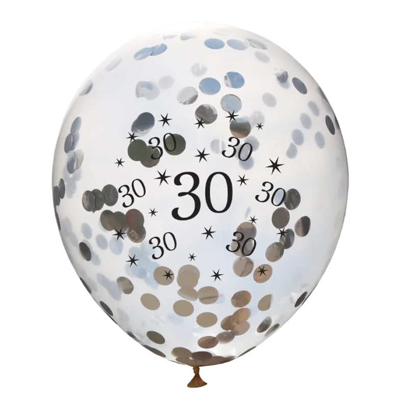 

10 pcs/set Cute Happy Birthday 30 40 50 60 70 80 90th star Party silver Confetti Balloon Birthday Decorations Party supplies