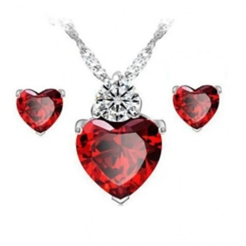 

NEW 2018 Heart Shaped Necklace Earrings Set Bridal Set wholesale boucles d'oreilles pour les femmes earrings for women