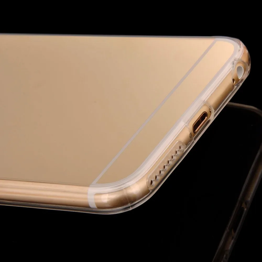 Ретро Роскошный прозрачный TPU рамки Bling зеркальная крышка для Iphone 6 6 S плюс цвета: золотистый, Серебристый Супер тонкий гибкий мягкий чехол для Iphone6S 5,5