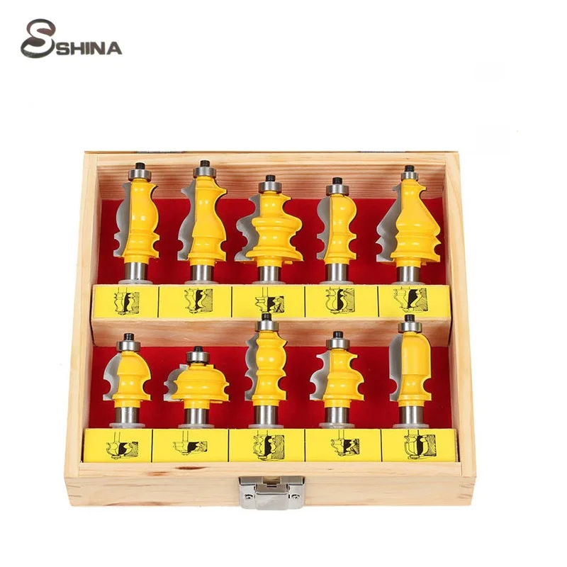 

10PCS/Set 1/2-Inch Shank Milling Cutter For Engraving Machine Case Cutter Line Handrail Bit Router Bit Woodworking