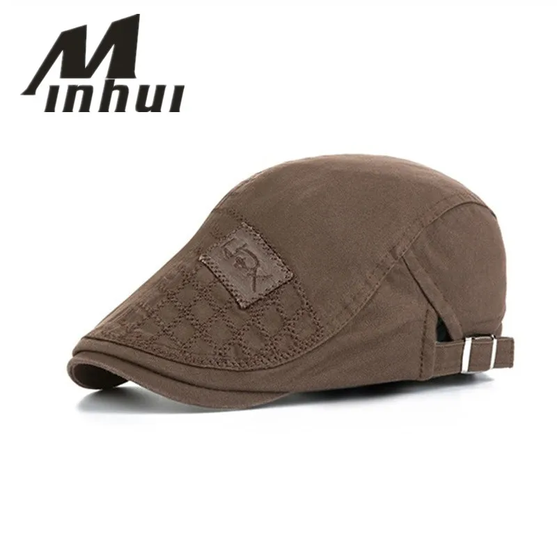 

Minhui 2017 New Plaid Beret Hats for Men Women Visor Cap Letters Bone Casquette Flat Caps Men's Hat