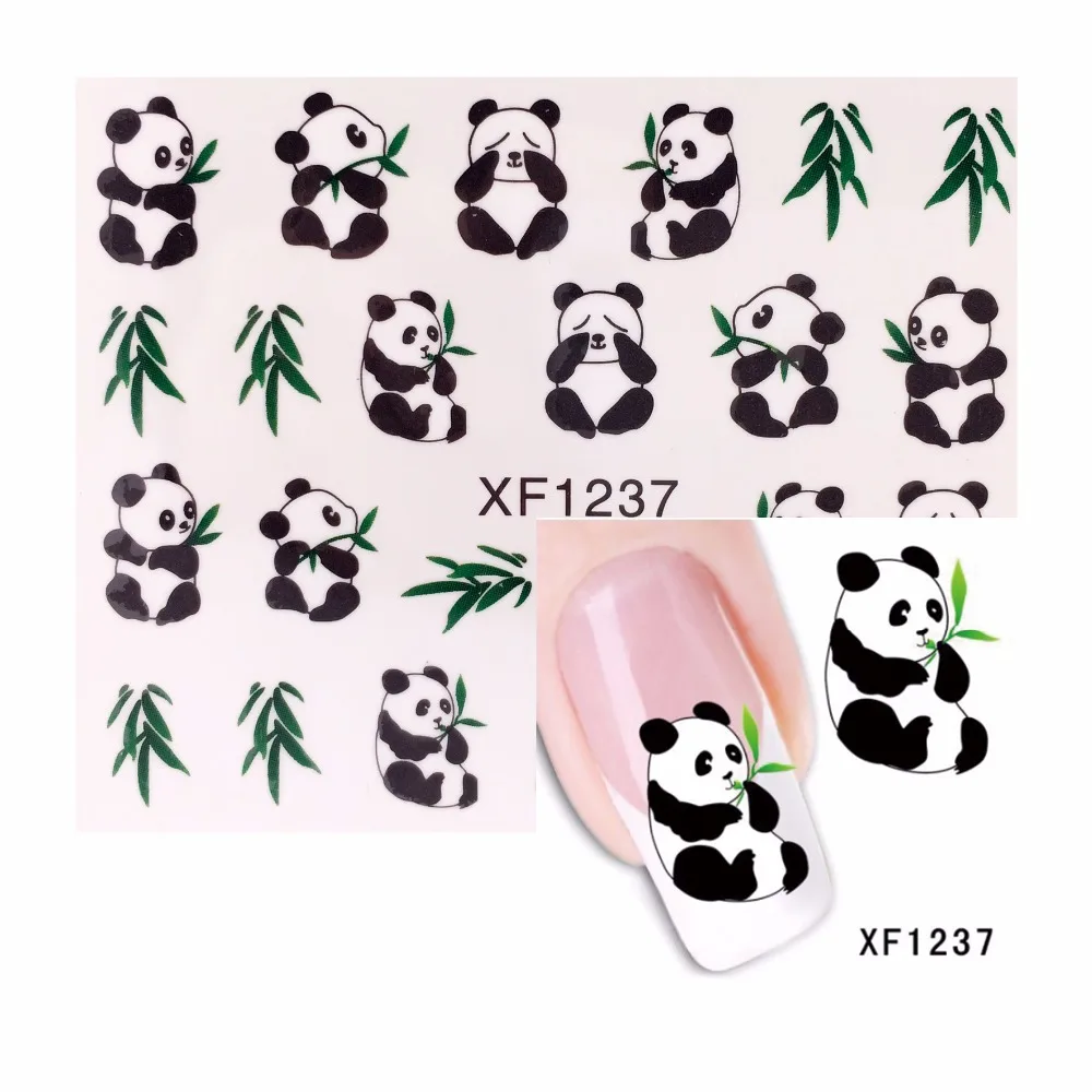 YZWLE 1 лист милые животные панда шаблон дизайн ногтей Водные Наклейки переводные наклейки для ногтей Сделай Сам 1237