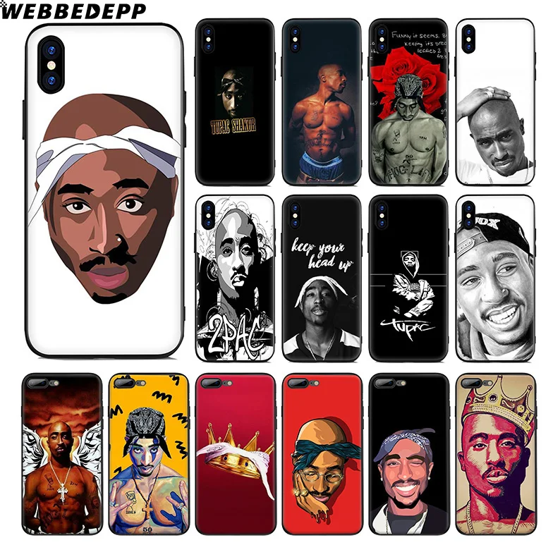 Мягкий силиконовый чехол WEBBEDEPP Tupac 2 Pac для Apple iPhone 11 Pro Xr Xs Max X или 10 8 7 6 6S Plus 5 5S SE TPU |