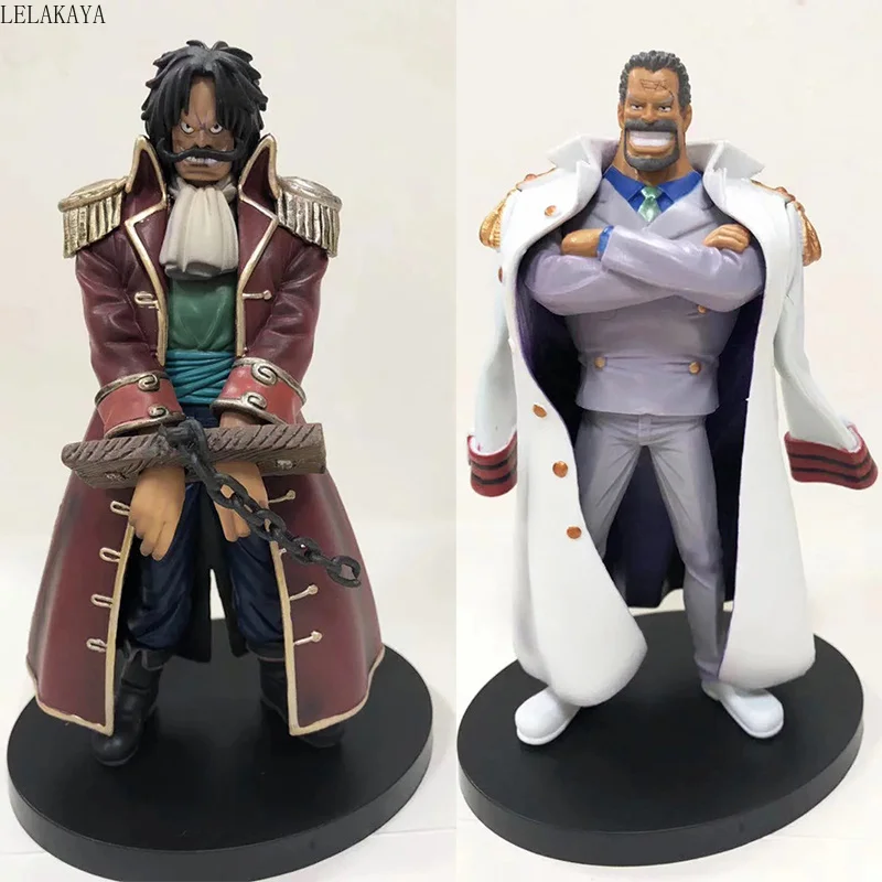 

One Piece Anime Action Figure Naval Headquarters Gol D Roger & Monkey D Garp Long Coat Ver Model PVC Gift Decoration Toy 18cm