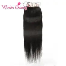 Wonder beauty волосы бразильские прямые Remy кружева Закрытие 4 ''x 4'' человеческие волосы Кружева Закрытие черный цвет 8-22 дюймов можно окрашивать 1 шт
