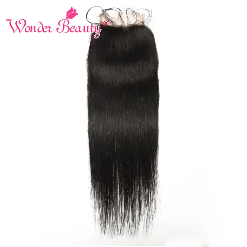 Wonder Beauty волосы бразильские прямые Remy кружева Закрытие 4 ''x 4'' человеческие