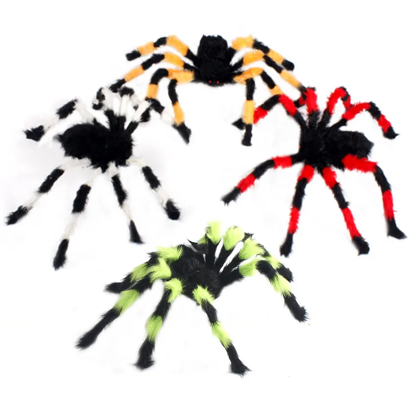 Новые забавные апреля Еда день Хэллоуин вечерние красочные большой пушистый паук Tricky ужас паук реквизит