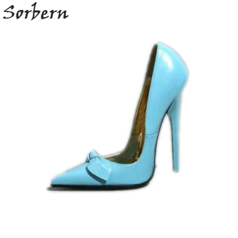 Sorbern Sky Blue Stilettos Women Pumps High Heels Pointed Toe Slip On ...