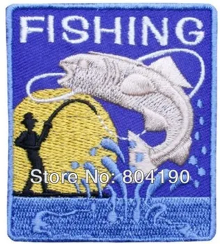 

Big Fish Fishing Fisher Sea Embroidered SEW ON IRON ON Patch Outdoor Sports Holiday Badge Free Shipping Wholesale
