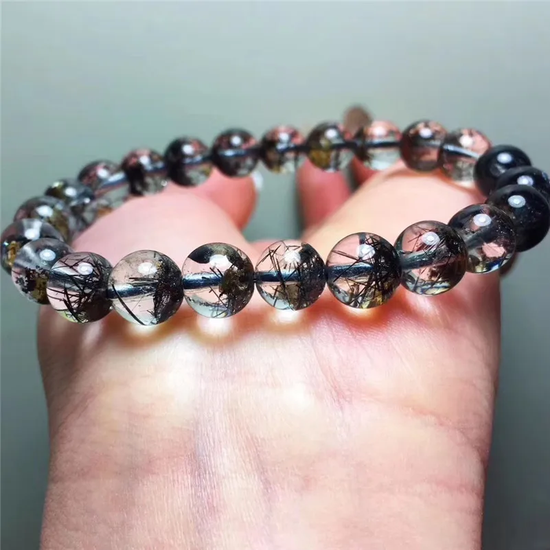Natural Black Hair Rutilated Quartz Stone Bracelet (1)