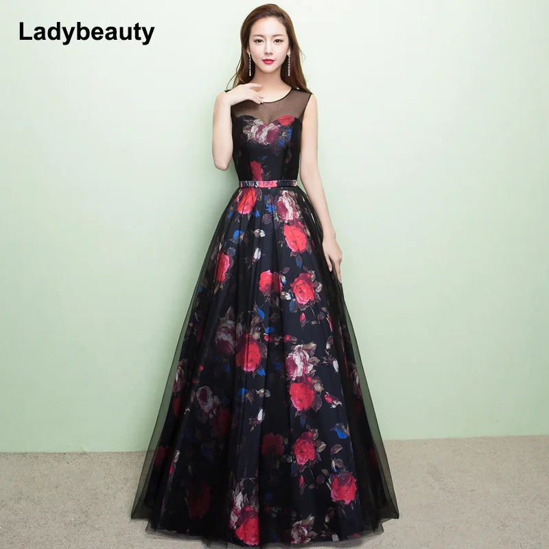 Женское длинное платье с цветочным принтом Ladybeauty вечернее 2019|Вечерние платья| |