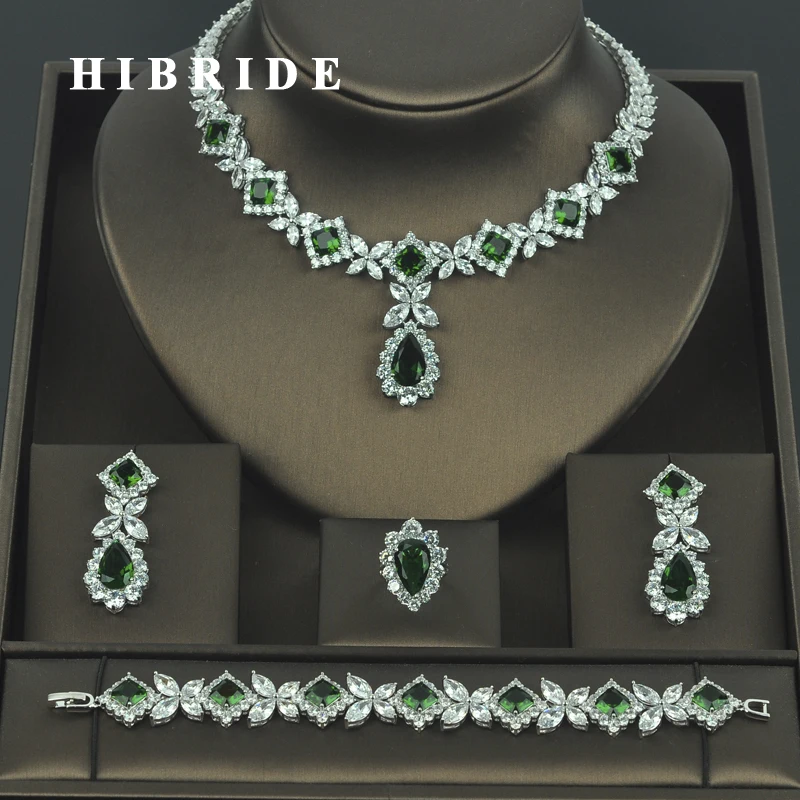 HIBRIDE Свадебные Ювелирные наборы с блестящим кубическим цирконием для женщин