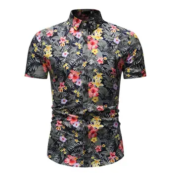 

Floral Short sleeve Flower Blouse Men's clothing Social Shirt Male Hawaiian Shirt for Men Fashion New Summer