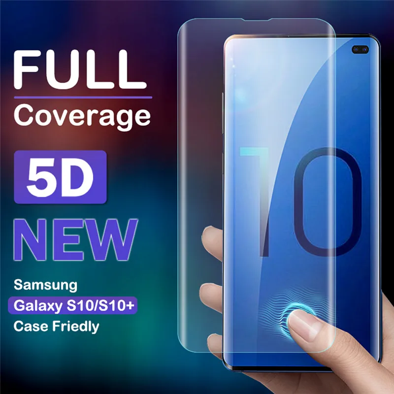 Tempered Glass Screen Protector For Samsung Galaxy S10 5D Curved Transparent Glass Film For Samsung S10 Plus S10E 9H Full Cover