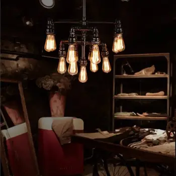 

DOXA Iron Water Pipe Lampen Style Loft Hanging Lamp LED Luminaire Retro Vintage Industrial Pendant Light Fixtures Home Lighting
