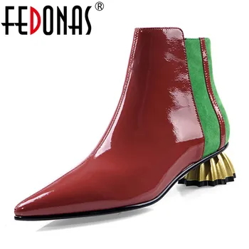 

FEDONAS 2020 Autumn Winter Women Side Zipper Ankle Boots Short Chelsea Boots Genuine Leather Fashion Party Dancing Shoes Woman