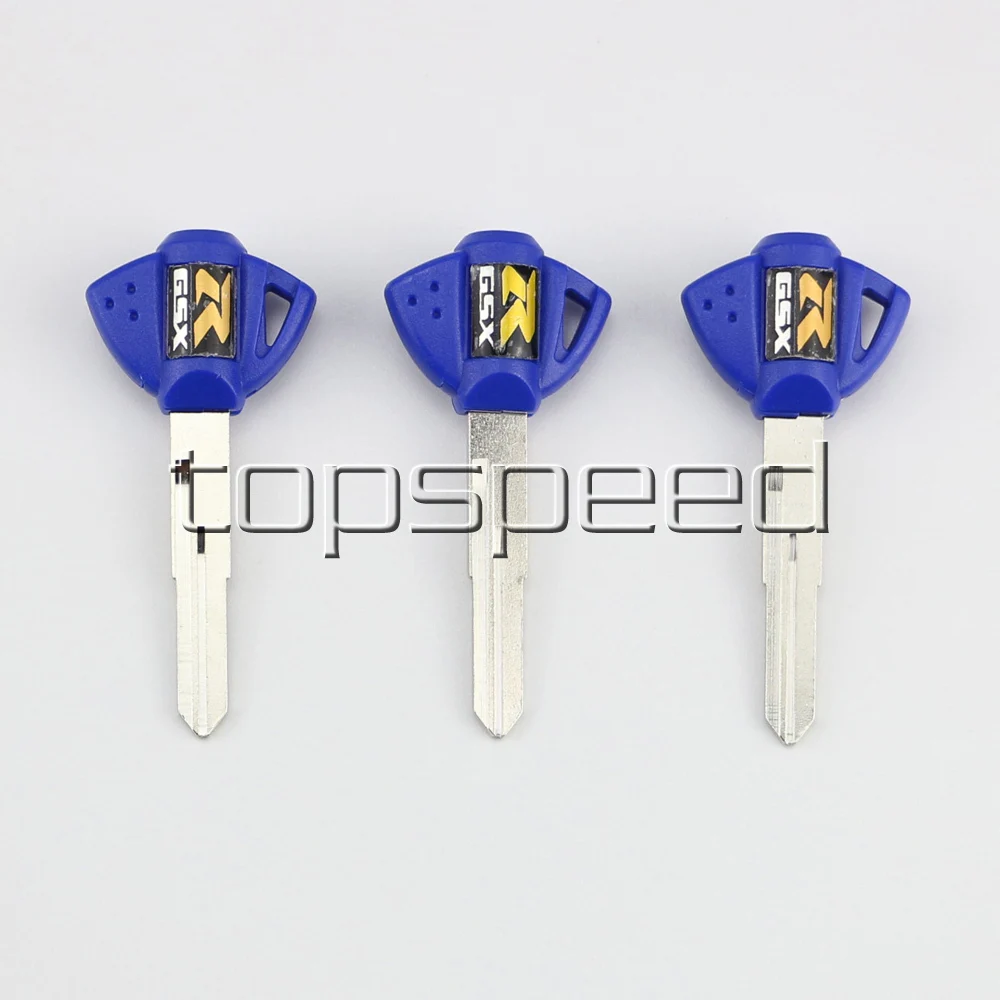 

3 PCS Blue Blank Key Uncut For Suzuki GSX-R GSXR 600 750 1000 Motorcycle Chrome Blade