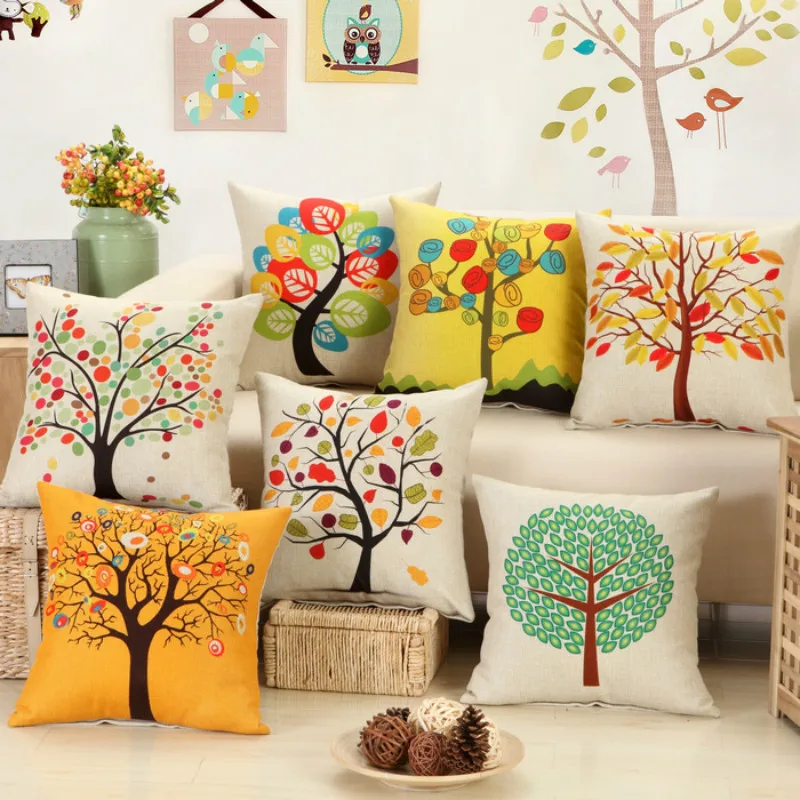 wholesale 11 colors beauty trees decorative cushion covers for sofa car