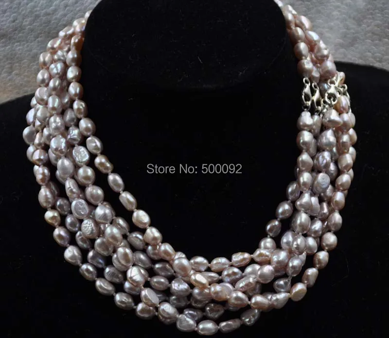 

Free shipping Baroque 6-7*7-9mm natural color genuine pearl necklace