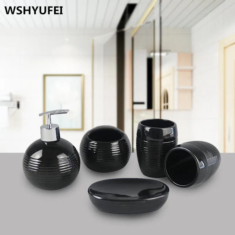

Bathroom accessories Ceramic bathroom sets 1 emulsion bottle +1 soap dish +2cup + 1 toothbrush holder Wedding decoration hot