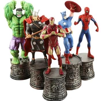 

5 pcs/set Disney Marvel Avengers Captain America Hulk Thor Iron Man Spider-Man Chess Action Figure Car Ornaments Doll Model Toys