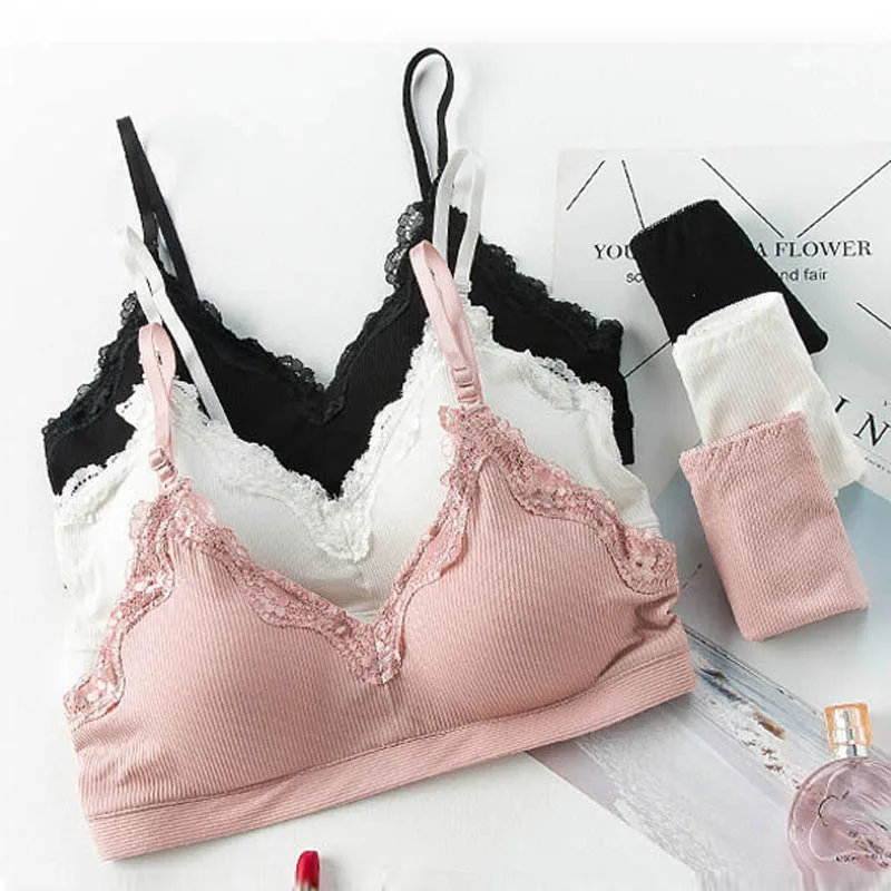 CINOON 2019 New Women Fashion Cotton Lingerie Wireless Bras For Women Push Up Bra Set comfortable Sexy Underwear Free Shipping