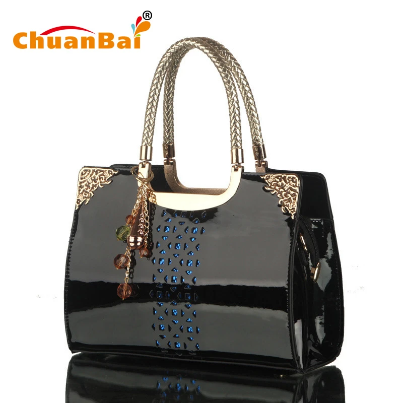 Bolsas de las mujeres Perforó Negro Charol Famosa Moda Cremallera Gran Bolso de Mujeres Bolsos de Cuero Para Mujer de Hombro al por mayor|bag display|handbag manufacturehandbag lot - AliExpress