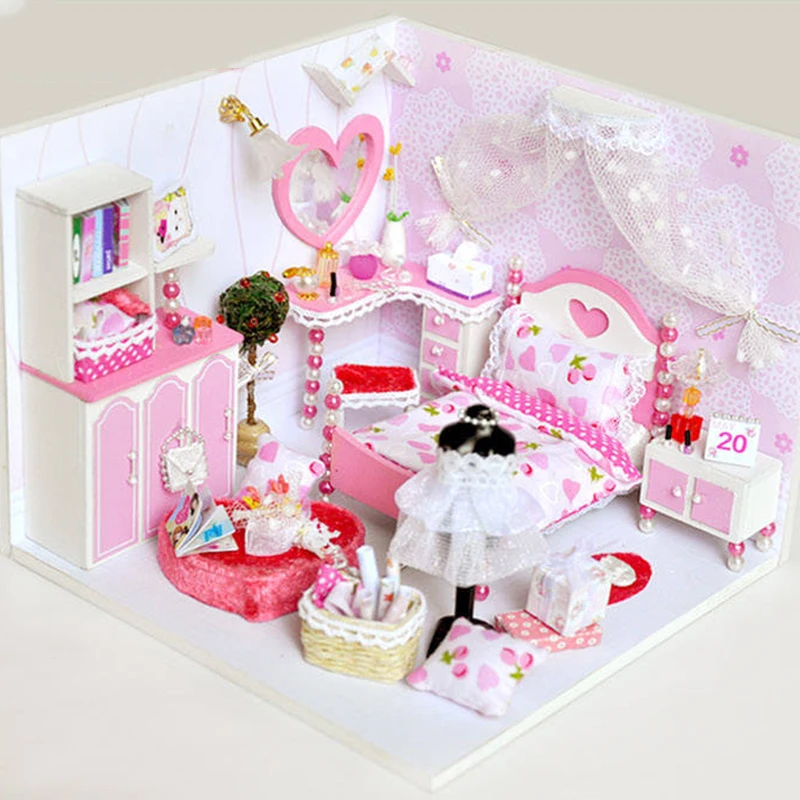 1 قطعة الفتيات بيت دمية خشبية اثاث مجموعات Diy 3D خشبية لغز Miniaturas تجميع دمية لعب للأطفال الهدايا