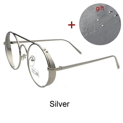 Ralferty круглые очки оправа с цепочкой золотые металлические очки женские модные стильные очки Аксессуары женские Oculos fzq - Цвет оправы: Серебристый