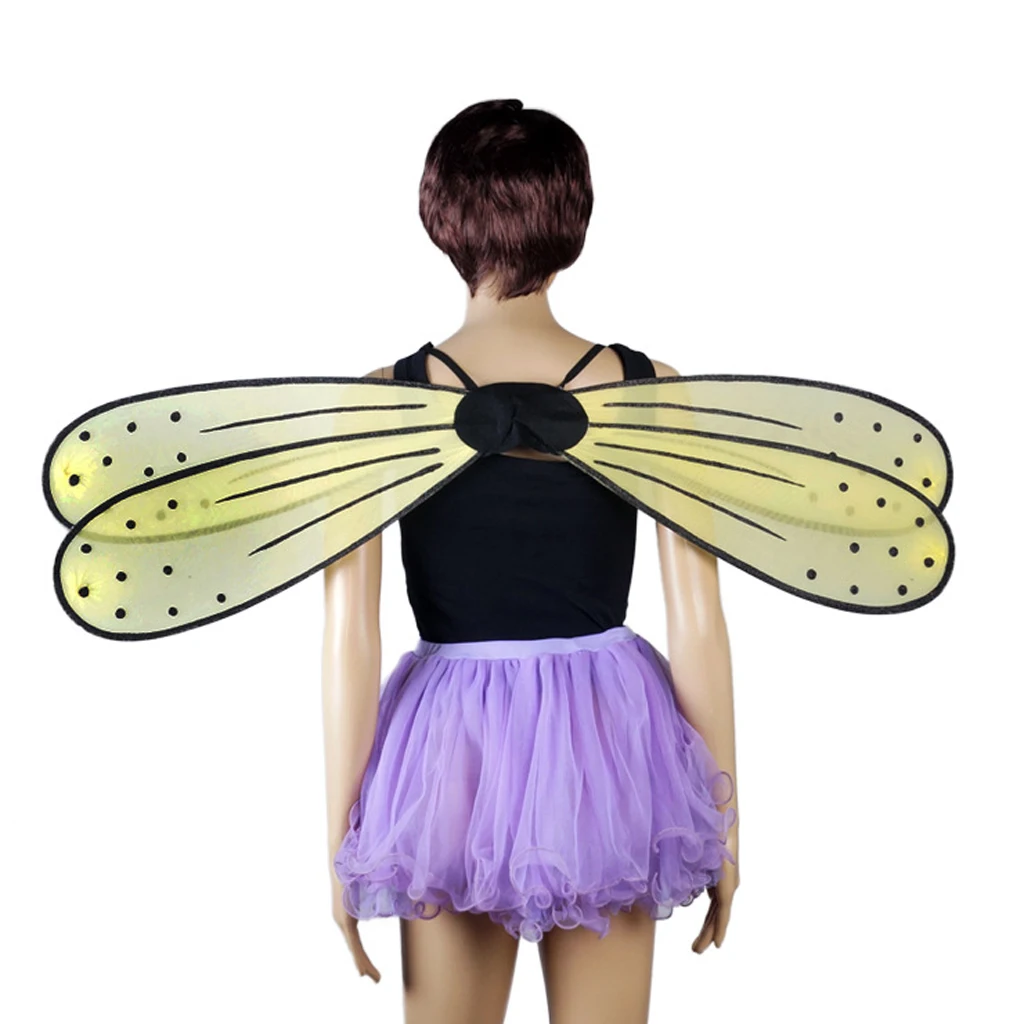 Cute Girls Kids Fairy Fairytale Dragonfly Fairy Wings Party Dress Up Yellow