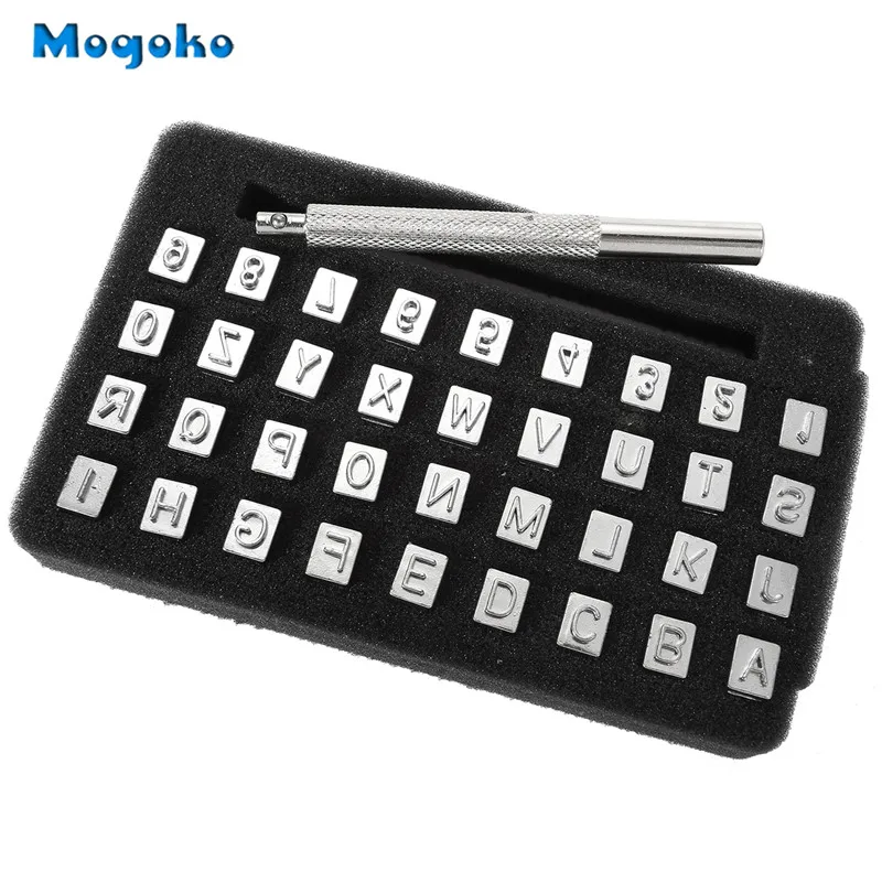 

Mogoko New 26 Letters Alphabet & 10 Numbers Imprinted Metal Leather Punching Tools for Leather Belt Bag Hat Shoes Craft Marking