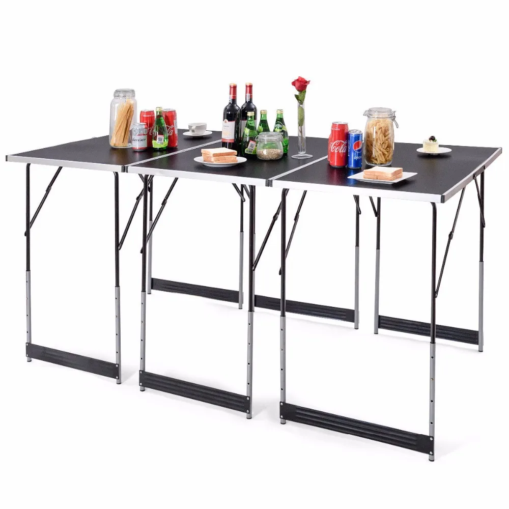 Giantex 3PCS Folding Outdoor Camping Picnic Table Set Height Adjustable Indoor Home Furniture OP3557 Giantex 3PCS Folding Outdoor Camping Picnic Table Set Height Adjustable Indoor Home Furniture OP3557