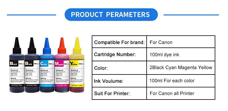 100 мл бутылки СНПЧ принтер чернил комплект для Canon PIXMA TS5050 TS5051 TS5053 TS5055 TS6050 TS6051 TS6052 TS8050 TS8051 TS8052 принтера