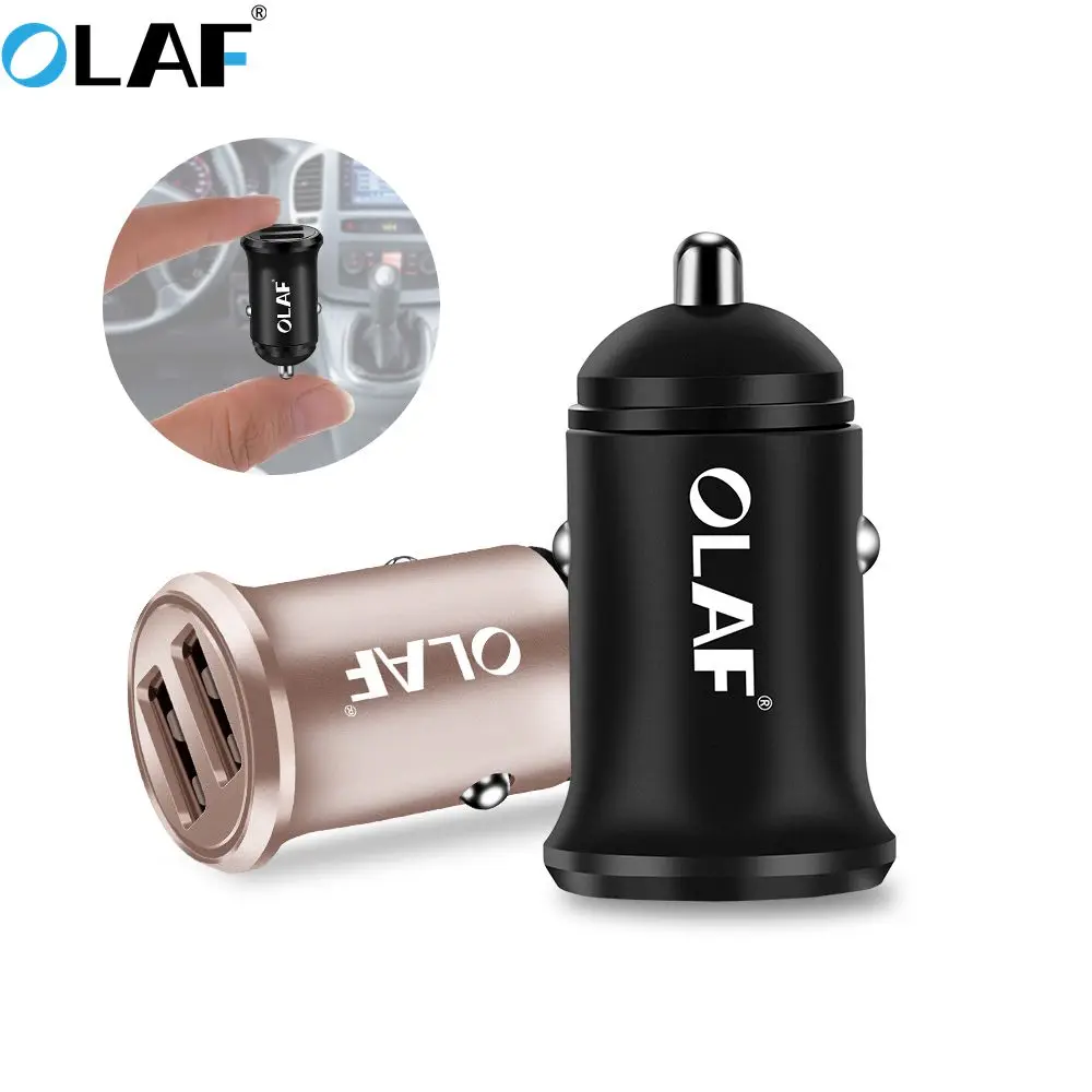 Olaf Mini USB Car Charger For Mobile Phone Tablet GPS Fast Charging Car-Charger for iphone Dual USB Phone Charger Adapter in Car